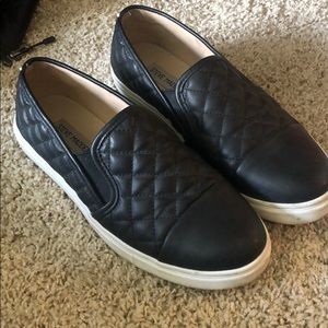Black Leather Slip Ons